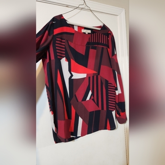 Multi colored peek sleeve blouse - Picture 5 of 8